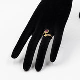 Vintage-Ring aus 14-karätigem Gelbgold mit synthetischem Rubin (0.30 ct) und Diamanten (0,10 ctw), 70er Jahre