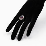 ANELLO A BALLERINA IN PLATINO 900 CON GRANATO NATURALE (3.86CT) E DIAMANTI (0.74CT)