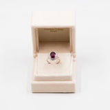 ANELLO A BALLERINA IN PLATINO 900 CON GRANATO NATURALE (3.86CT) E DIAMANTI (0.74CT)