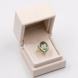 Vintage-Cocktailring aus 9 Karat Gelbgold und Fluorit, 70er Jahre