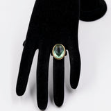 Vintage-Cocktailring aus 9 Karat Gelbgold und Fluorit, 70er Jahre