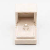 Anello vintage in oro bianco 18k con perla e diamanti, anni '60