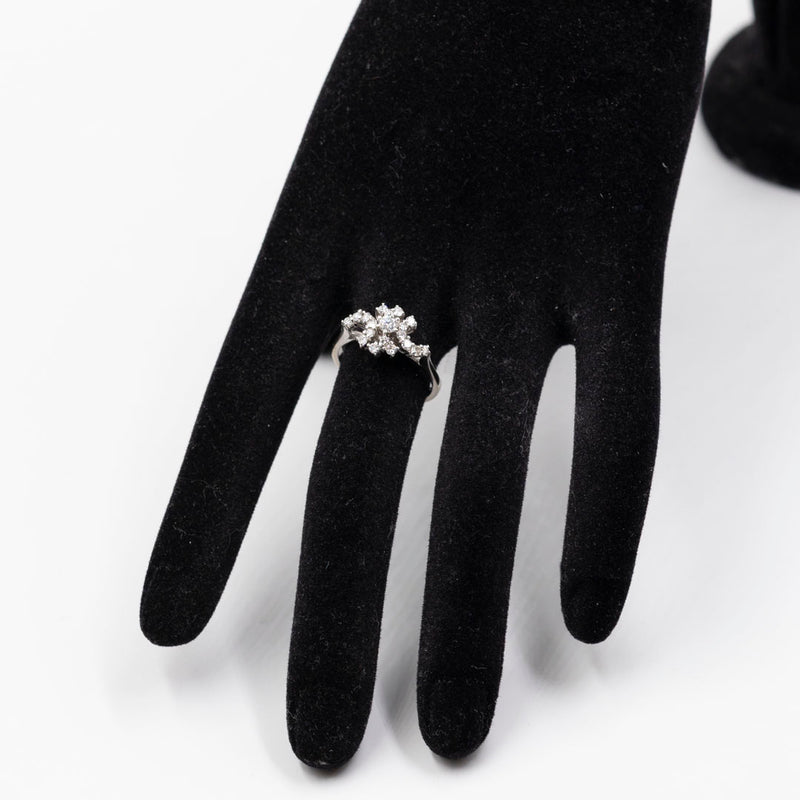 Anello vintage in oro bianco 18k con diamanti (0,30ctw), anni '70