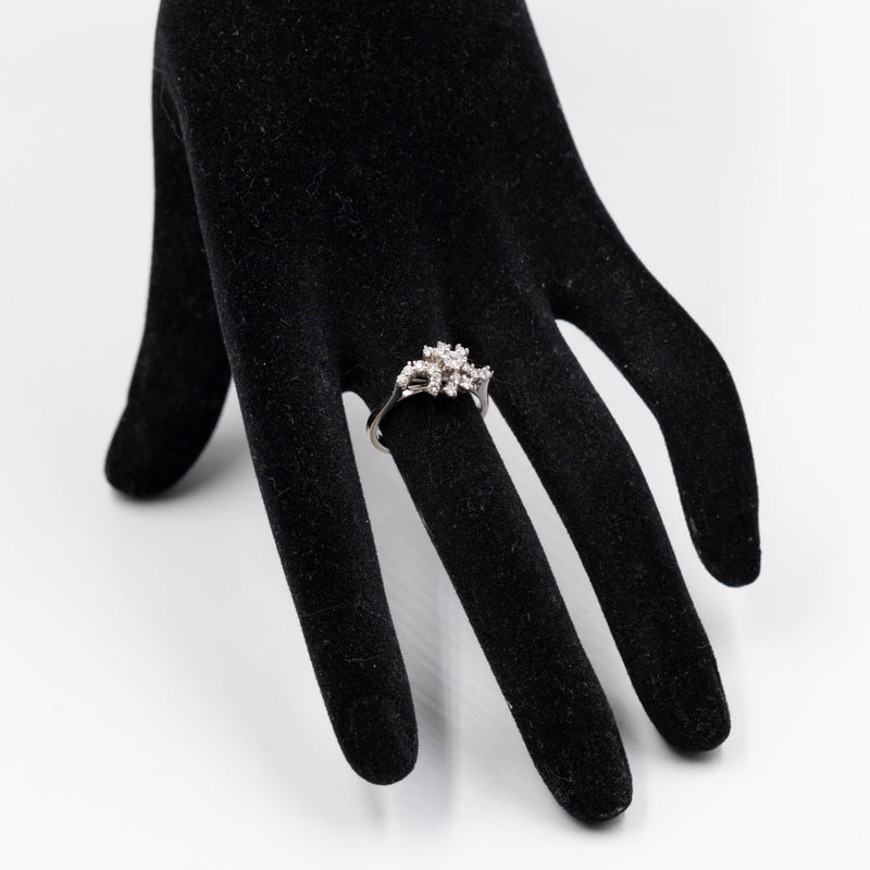 Anello vintage in oro bianco 18k con diamanti (0,30ctw), anni '70