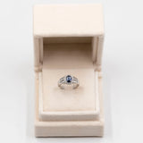 Anello vintage in platino con zaffiro (0.98ctw) e diamanti (0,60ctw)