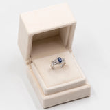 Anello vintage in platino con zaffiro (0.98ctw) e diamanti (0,60ctw)