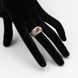 VINTAGE-BANDRING AUS 18K GELBGOLD MIT RUBIN (CA. 1.40 KT.) UND DIAMANTEN IM BRILLANTSCHLIFF (CA. 1 KT.), 70er/80er Jahre