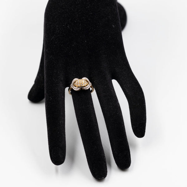Anello vintage in oro giallo e bianco 14k con diamanti (0,24ctw)