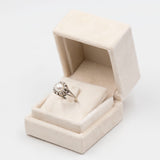 Anello vintage in oro bianco 14k con perla e diamanti (0,40ctw), anni '60