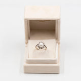 Anello vintage in oro bianco 14k con perla e diamanti (0,40ctw), anni '60
