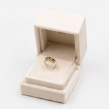 Anello vintage in oro giallo 14k con diamanti e zaffiri, anni '70