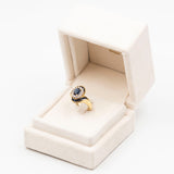 Винтажное кольцо из желтого золота 18 карат с бриллиантами (0,18 карата) и сапфирами, 70-е годы