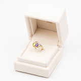 Vintage-Ring aus 14 Karat Gelbgold mit Amethyst, Peridot und Diamant, 70er Jahre