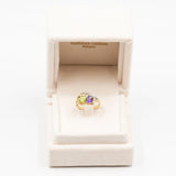 Vintage-Ring aus 14 Karat Gelbgold mit Amethyst, Peridot und Diamant, 70er Jahre