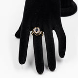 Vintage-Ring aus 18 Karat Gelbgold mit Diamanten (0,18 ctw) und Saphiren, 70er Jahre