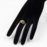 Vintage-Ring aus 14 Karat Gelbgold mit Amethyst, Peridot und Diamant, 70er Jahre