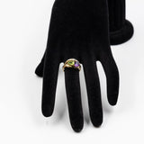 Vintage-Ring aus 14 Karat Gelbgold mit Amethyst, Peridot und Diamant, 70er Jahre