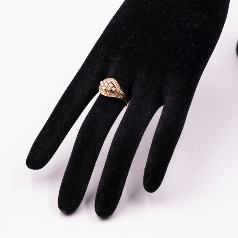 Anello vintage in oro giallo 14K con diamanti di taglio brillante (0.40ctw), anni ‘60