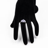 Vintage-Ring aus 9-karätigem Weißgold mit Tansaniten (1 Karat) und Diamanten, 2004