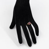 Anello vintage in oro giallo 9k con granati