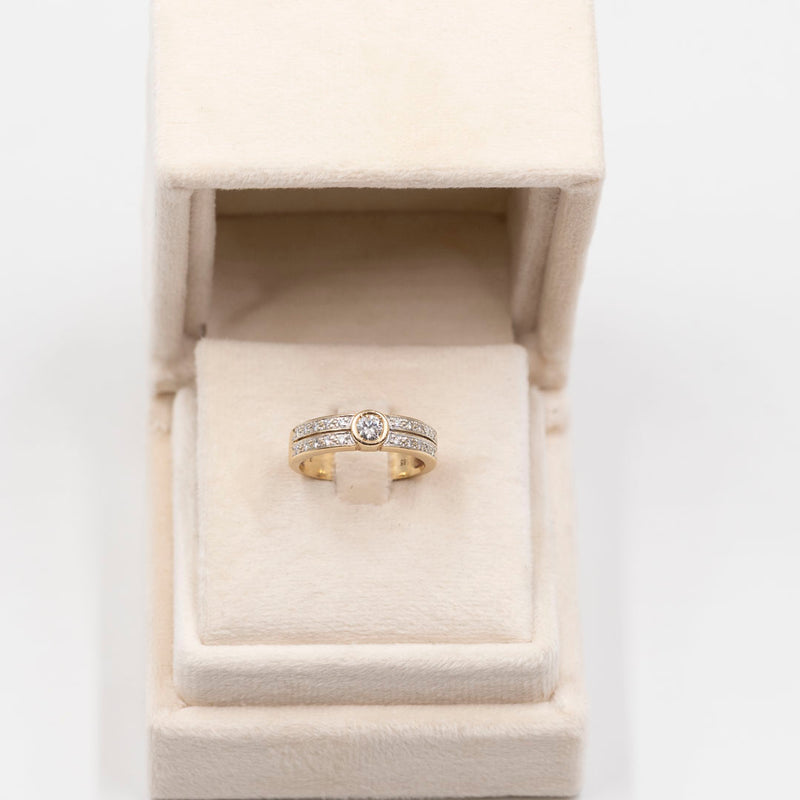 Anello vintage in oro giallo 14k con diamanti (0,50ctw), anni '80