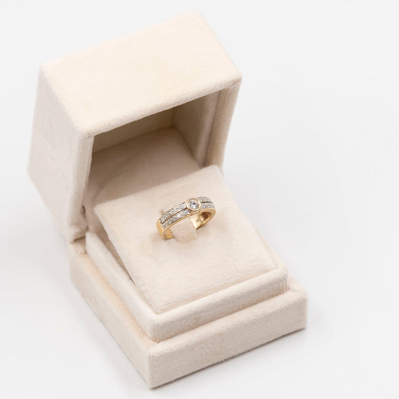 Anello vintage in oro giallo 14k con diamanti (0,50ctw), anni '80