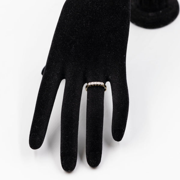Anello vintage a riviera in oro giallo 14k con diamanti (0,10ctw)