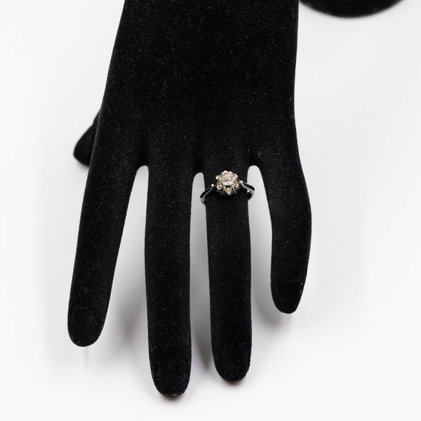 Anello vintage solitario in oro bianco 18k con diamante di taglio vecchio (0,45ct), anni '60
