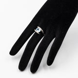 Винтажное кольцо "bypass" из белого золота 9 карат с голубым топазом и бриллиантами