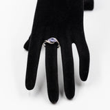 Vintage 9k white gold ring with tanzanites (0,50ctw) and diamonds (0,08ctw)