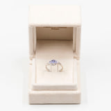 Vintage 9k white gold ring with tanzanites (0,50ctw) and diamonds (0,08ctw)