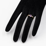 Anello vintage in oro giallo 9k con ametista e diamanti