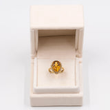 Tropfenförmiger Vintage-Ring aus 9-karätigem Gold mit Citrin und Diamanten