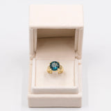 Vintage 14K Gelbgold Fluorit Cocktailring, 70er Jahre