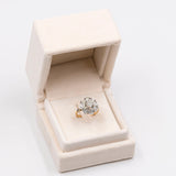 Vintage-Gänseblümchenring aus 18-karätigem Gelb- und Weißgold mit Diamanten (ca. 1.35 ctw), 50er/60er Jahre