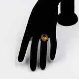 Tropfenförmiger Vintage-Ring aus 9-karätigem Gold mit Citrin und Diamanten