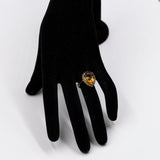 Tropfenförmiger Vintage-Ring aus 9-karätigem Gold mit Citrin und Diamanten