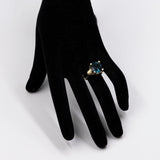 Vintage 14K Gelbgold Fluorit Cocktailring, 70er Jahre