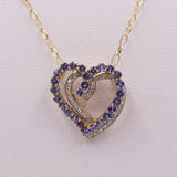 Vintage-Halskette aus 9-karätigem Gold mit Diamanten (ca. 0.14 ctw) und Tansaniten (ca. 1 ctw), 70er Jahre