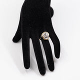 Anello vintage tourbillon in oro bicolore 14k con diamanti (0,26ctw), anni '70