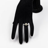Anello vintage a margherita in platino con crisoberillo occhio di gatto (0,97ct) e diamanti (0,64ctw)