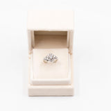 Anello vintage in oro bianco 14k con diamante centrale di 0,45ct e diamanti di contorno (1,20ctw), anni '70