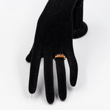 Anello trilogy in oro giallo 9k con granati arancioni (1,12ctw) e diamanti