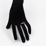 Anello trilogy in oro giallo 9k con granati arancioni (1,12ctw) e diamanti