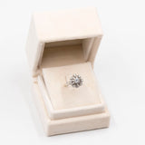 Anello vintage in oro bianco 14k con diamante centrale di 0,50ct e contorno di diamanti (0,24ctw), anni '70