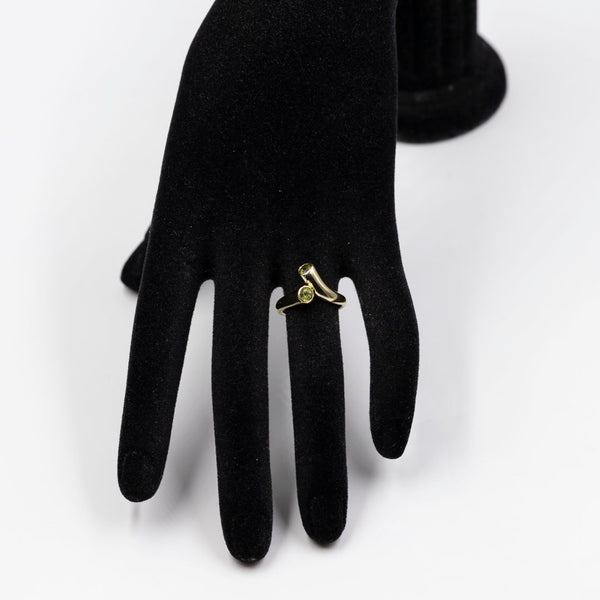 Anello vintage in oro giallo 14k con peridoti, anni '70