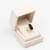 Anello da cocktail vintage in oro giallo 8K con onice, anni '70