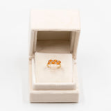 Anello “doppio” vintage in oro giallo 14K con opali di fuoco e diamanti, anni '70