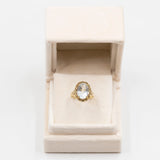 Anello vintage in oro giallo 14k con acquamarina (5,50ct), anni '70