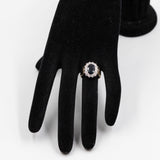 Anello vintage a margherita in oro giallo e bianco 14k con zaffiro (1,50ct) e diamanti (0,70ctw), anni '70